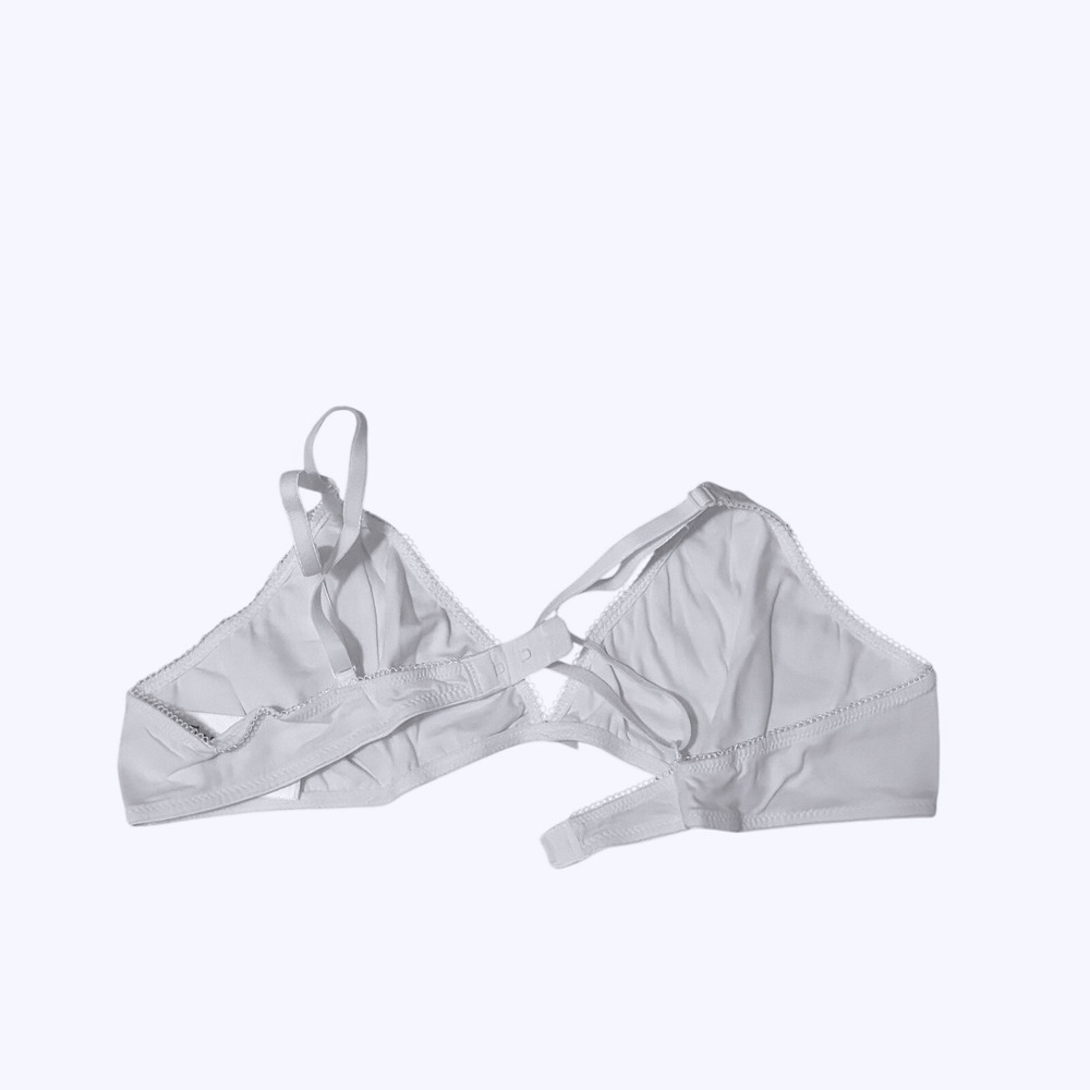 Franki by Francesca's Youth 12 White Cotton Triangle Bralette Scalloped Trim NEW - Picture 3 of 7